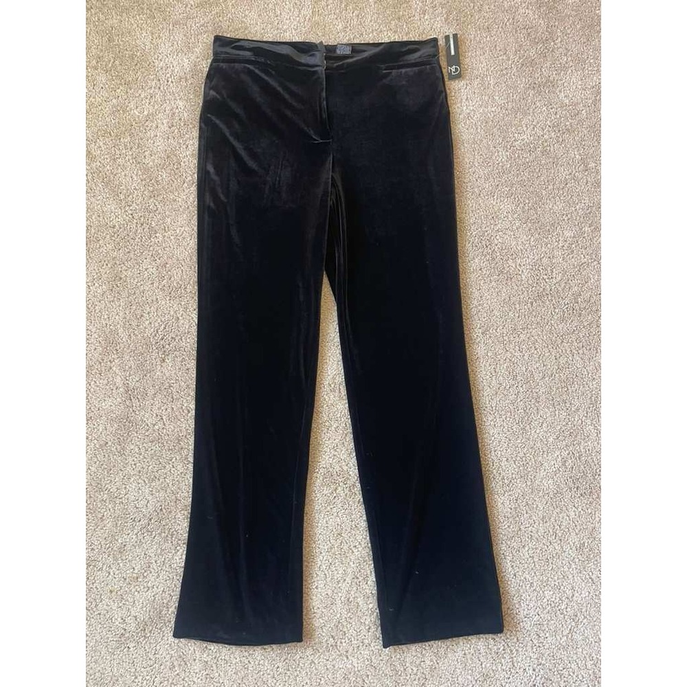 New Directions Womens Black Velvet Straight Leg Pants Size 10 NWT Holiday Party